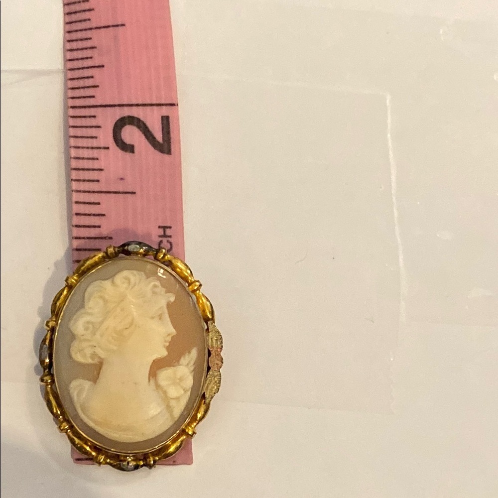 Vintage 12K Gold filled Cameo Brooch/ Pendant Hand Carved AD Marked - Picture 11 of 15